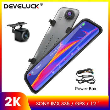 

12"1440P 2k Car Mirror DVR Stream Media 2K Ultra HD Dash Camera GPS Night Vision Dual Lens Parking Monitor Loop Recording