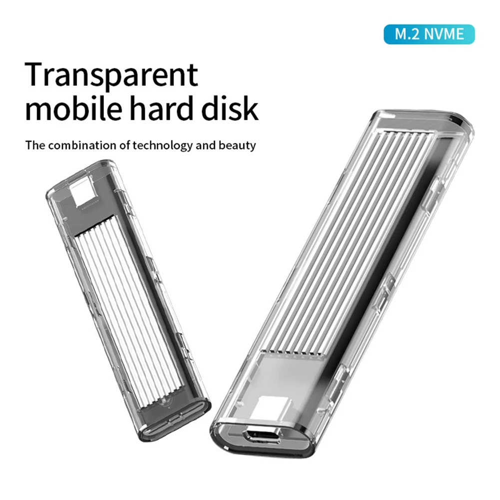

New M.2 SSD Box for NVME PCIE NGFF SATA M/B Key SSD Disk NVME SSD Enclosure M.2 to USB C Transparent Hard Drive Box 10Gbps