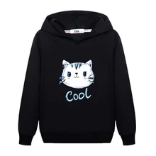 Aimi Lakana/детский пуловер с рисунком кота модный свитер с длинными рукавами осеннее пальто для мальчиков От 3 до 14 лет хлопковая куртка с капюшоном и забавным принтом