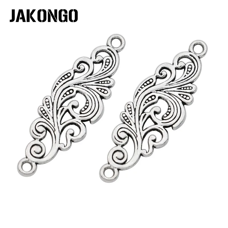 

40pcs Antique Silver Plated Flower Connectors for Jewelry Making Findings Accessories DIY Craft 30x10mm