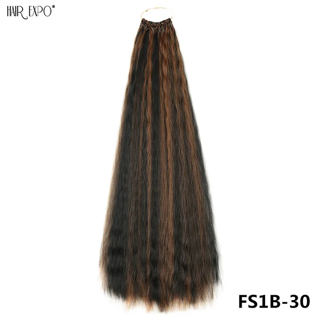 22”Synthetic Hair Extensions Soft Yaki Straight Crochet Hair Pre Looped Kinky Curly Ombre Braiding Hair Bundles Hair Expo City FS1B30