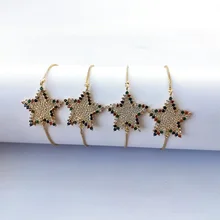 5 шт. радуга звезда кубическая подвеска с цирконом браслеты, цветной фианит микро браслет паве Модные женские ювелирные изделия BG295