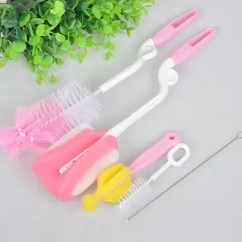 

Useful 5 Pcs/Set Baby Feeding Bottle Brush Nipple Teat Spout Tube Brush Drinking Pipe Cleaner 360 Degree Rotated