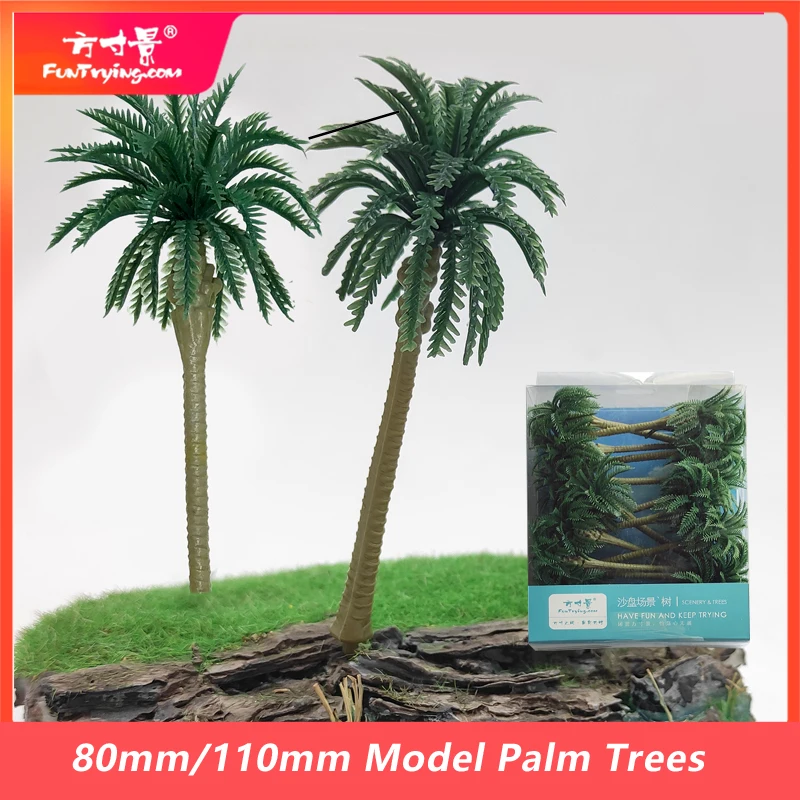 Livhil 20 Pcs Coconut Palm Model Trees, Scenery Model Plastic