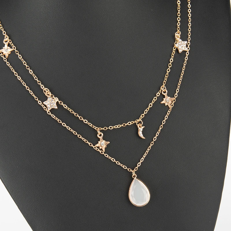 

European and American simple pendant five-pointed star double-layer necklace