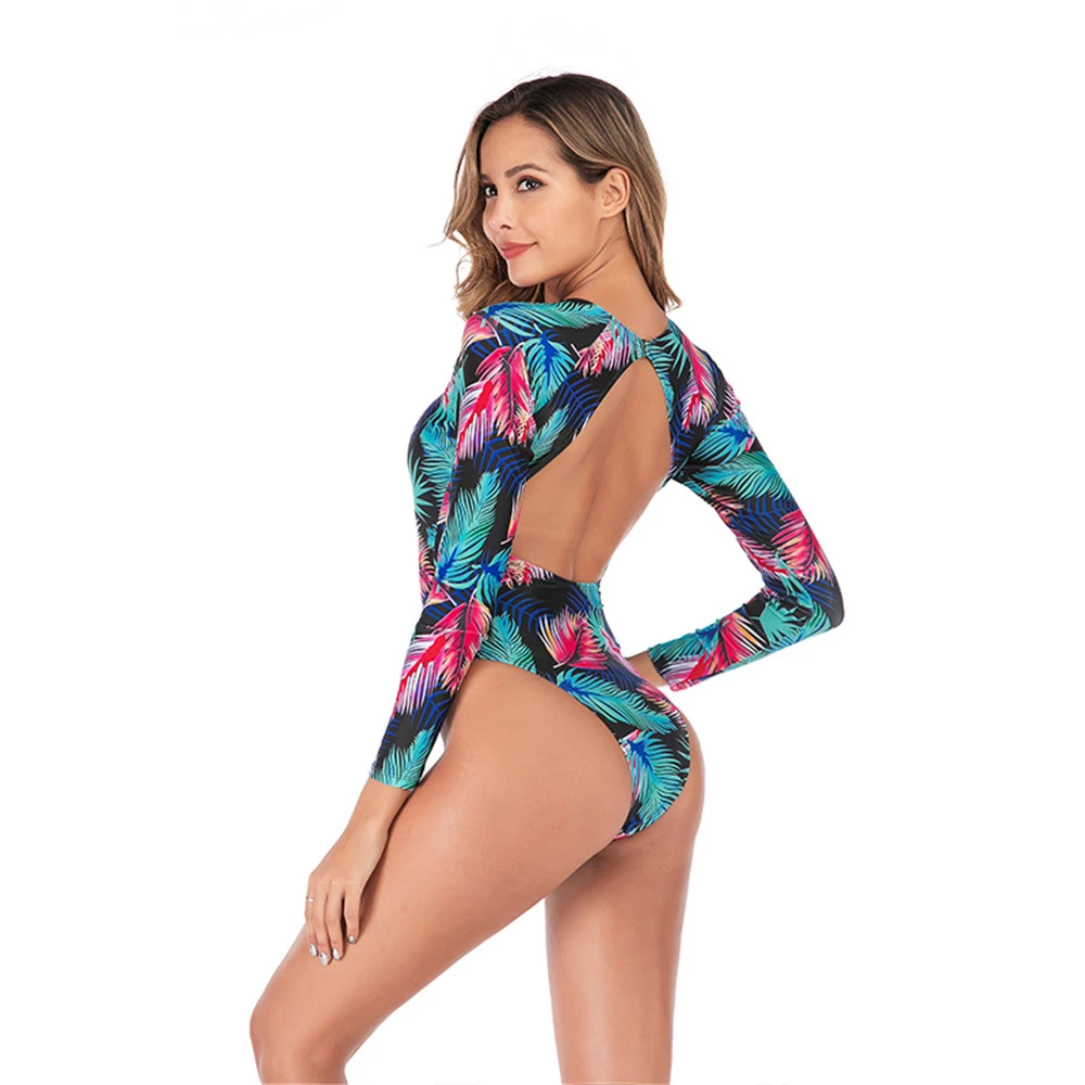 Long sleeve open back swimsuit Clearance