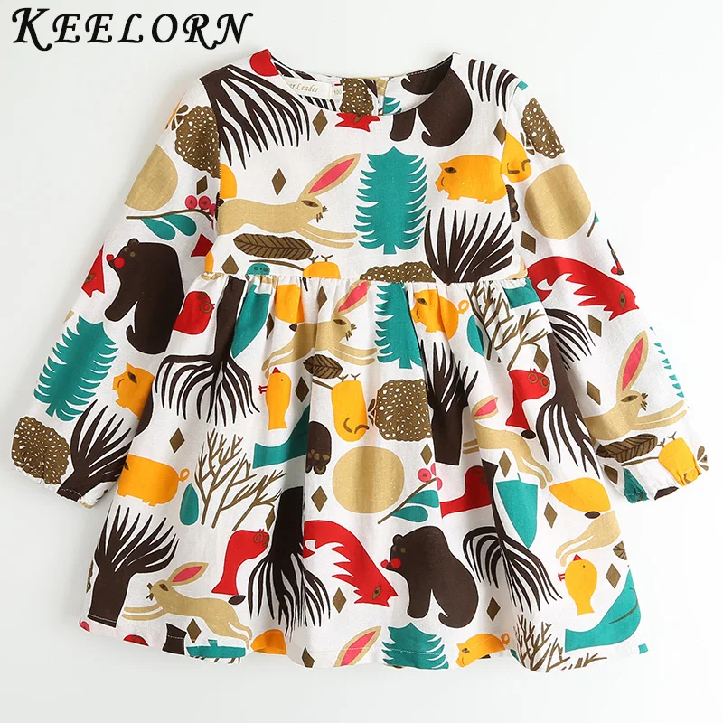 

Keelorn Kids Clothes Autumn Winter Girls Dress Animal Pattern Cotton Children Clothing Cartoon Toddler Baby Girls Dress For 2-6Y