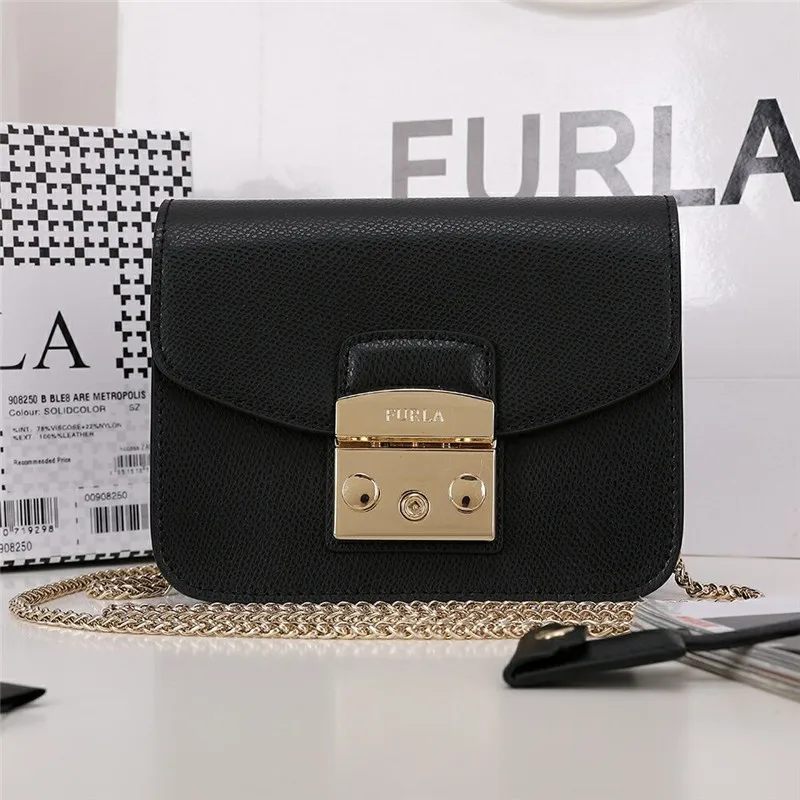 Оригинальные женские сумки FURLA, высококачественные женские кожаные сумки Furla черного цвета, размеры S 16,5 см x 12 см x 8 см