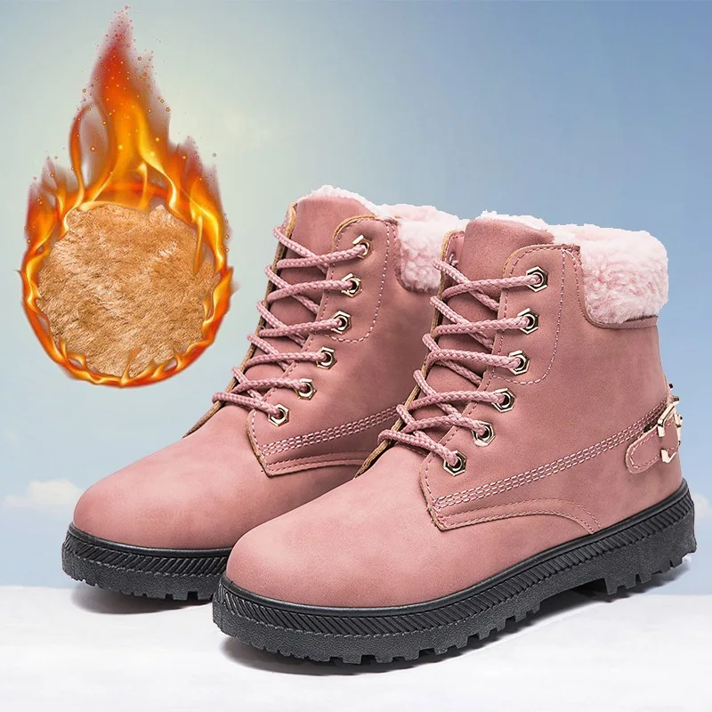 

Winter Women's Snow Boots Large Size WOMEN'S Shoes College Style Short Boots Warm Martin Boots Cotton-padded Shoes with Velvet