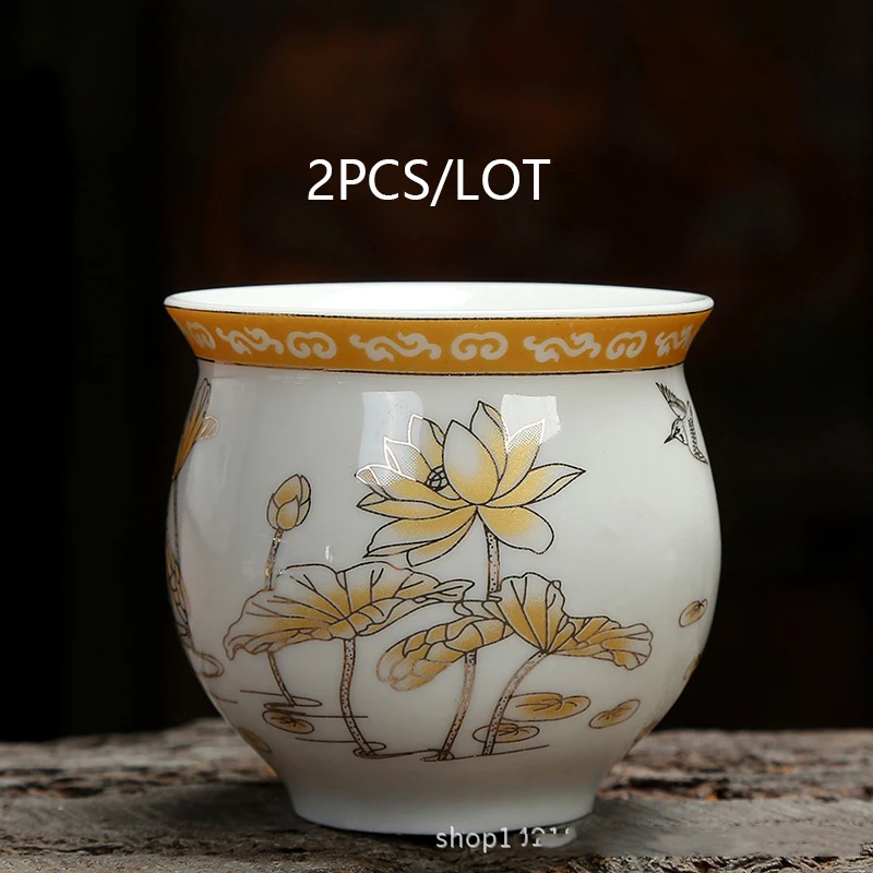 L 2PCS 2 шт. фарфорная чашка для чая керамическая чашка для чая мастер чашки Цзиндэчжэнь чайная чашка 75 мл набор для чая Посуда для напитков контейнер кофейная кружка чашка для воды - Цвет: L 2PCS
