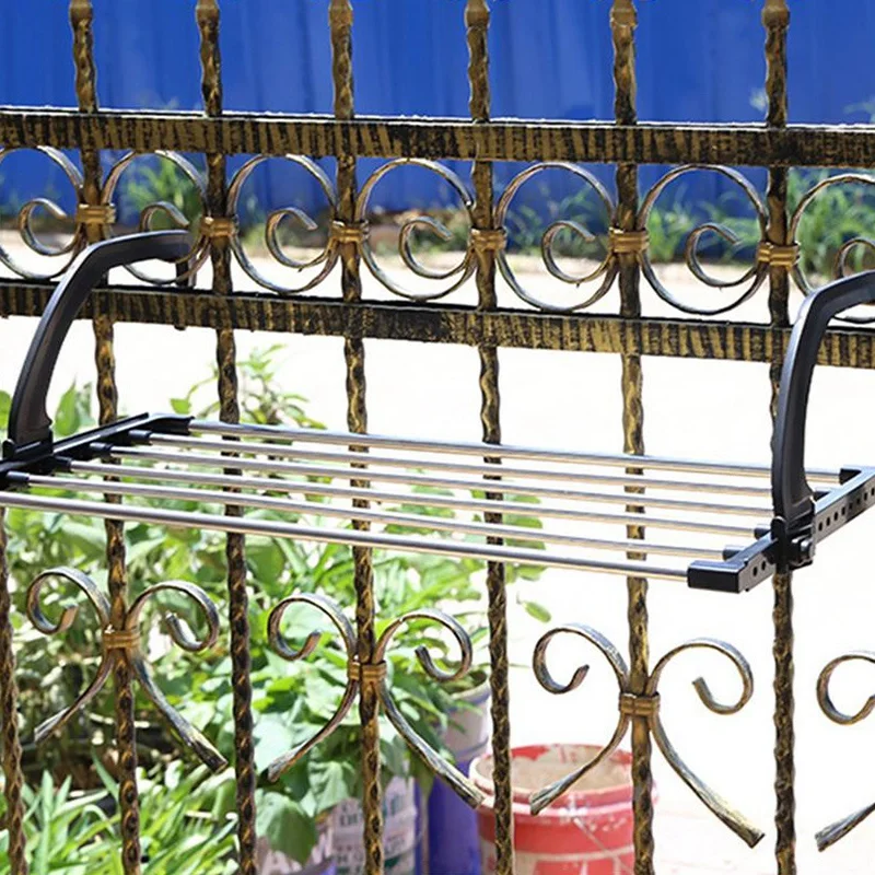 

Folding Telescopic Balcony Drying Shoe Rack Multiple Hook Adjustment Clothes Rack Outdoor Storage Rack For Underwear Shoes Socks