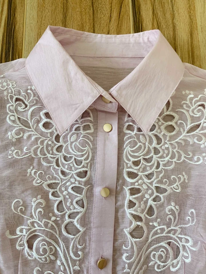Red RoosaRosee, модная дизайнерская весенне-летняя женская блуза с длинным рукавом-фонариком и вышивкой, женские вечерние блузки, Новинка