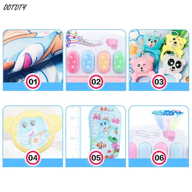 1Set Baby Gyms Play Mat Pedal Piano Light Musical Toy Activity Kick Fitness Cushion Anti-slip For Newborn Baby Girls Baby Boys 3