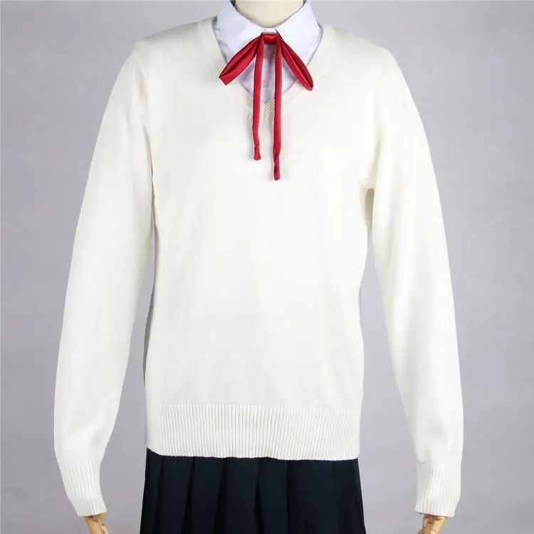 Японский стиль студенческие девушки кардиганы свитер Сейлор Мун Jk школьная форма хлопок символ трикотажная одежда с вышивкой осень зима - Цвет: White