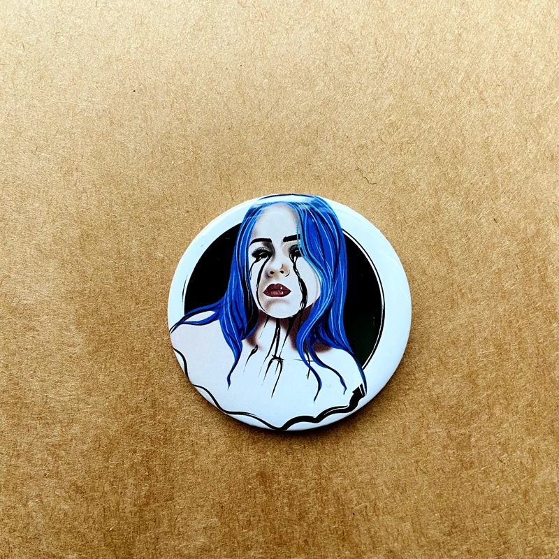 Лазерный Хип-хоп Billie Eilish водонепроницаемый значок на заказ значок броши на Рюкзак украшения одежды Рождественский значок классные аксессуары - Цвет: Лазерный