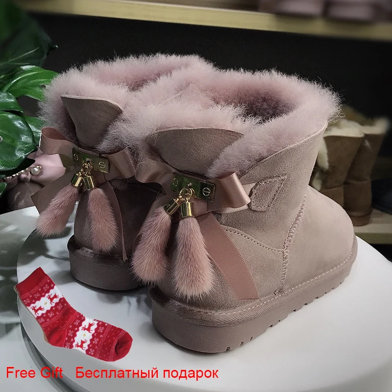 UVWP; высококачественные женские зимние ботинки с натуральным лисьим мехом; модные женские ботинки из натуральной кожи; теплая женская зимняя обувь;