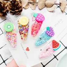 Южная Корея стиль Цвет зыбучие пески прозрачные детские фрукты заколки BB клип простые милые девушки сердце взрыва клип волос Acces