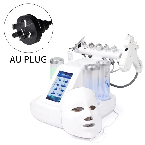 8 в 1 Гидра дермабразия Aqua Peel чистая уход за кожей BIO Light RF вакуумная Очистка лица Гидро Вода кислородная струйная очистка машина - Цвет: AU Plug