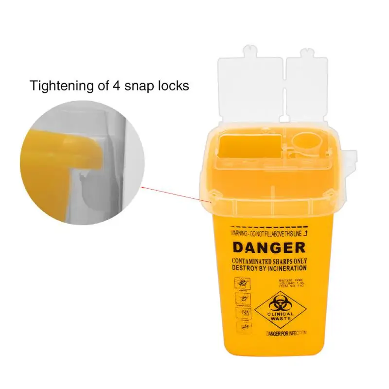 1L Capacity Sharps Container Medical Needles Bin Biohazard Tattoo Piercing Needles Disposal Collect Barrels Tattoo Artist TSLM1