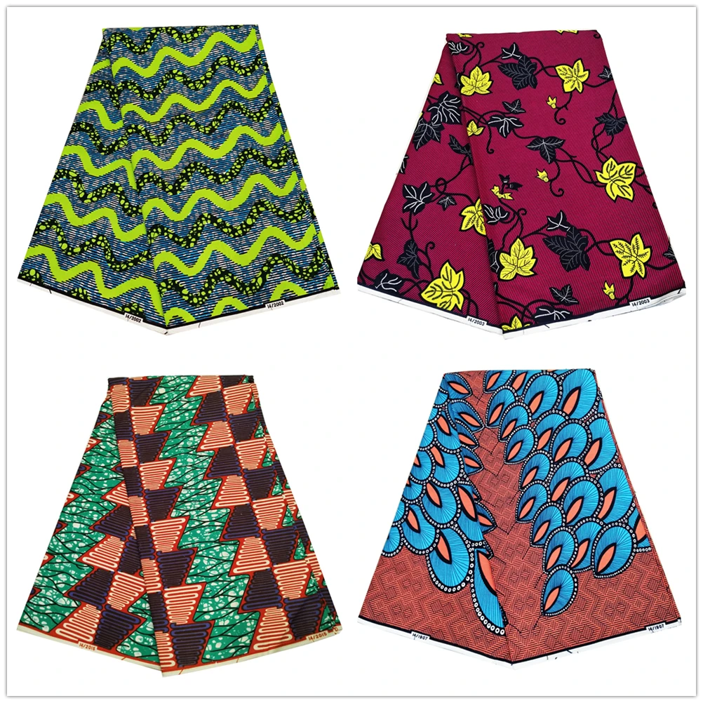Чистый хлопок ткань батиком в африканском стиле настоящий воск печати настоящий Африканский вощеная ткань хлопчатобумажной ткани Свадебная вечеринка платье 6 ярдов