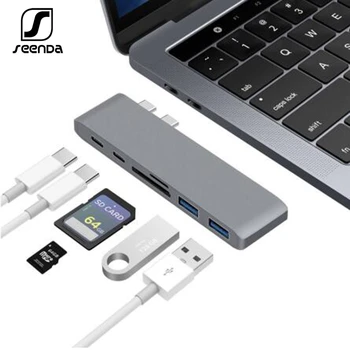 

SeenDa usb c hub Type C to HDMI 4K Hub Thunderbolt 3 Adapter USB-C Dock with PD TF/SD Card Reader Slot USB 3.0 for MacBook Pro