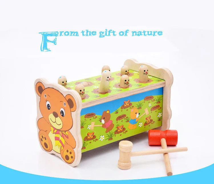 Детский милый медведь стиль хит хомяк деревянная игра игрушка играя молоток заземление уменьшенное давление Развивающие игрушки для детей подарок