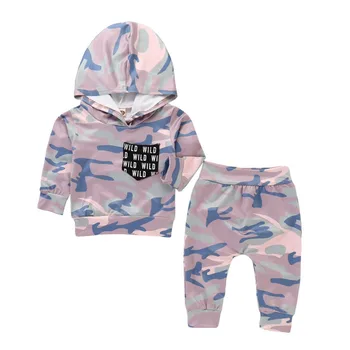 

Spring Autumn Baby Camouflage Long Sleeve Hoodies And Trousers Kids Two-piece Outfit Set