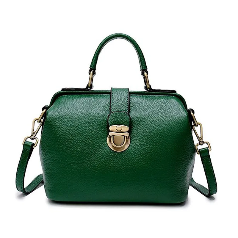 

2019 new women's bag First layer cowhide ladies bag Luxury design handbag Shoulder Messenger Doctor Bag
