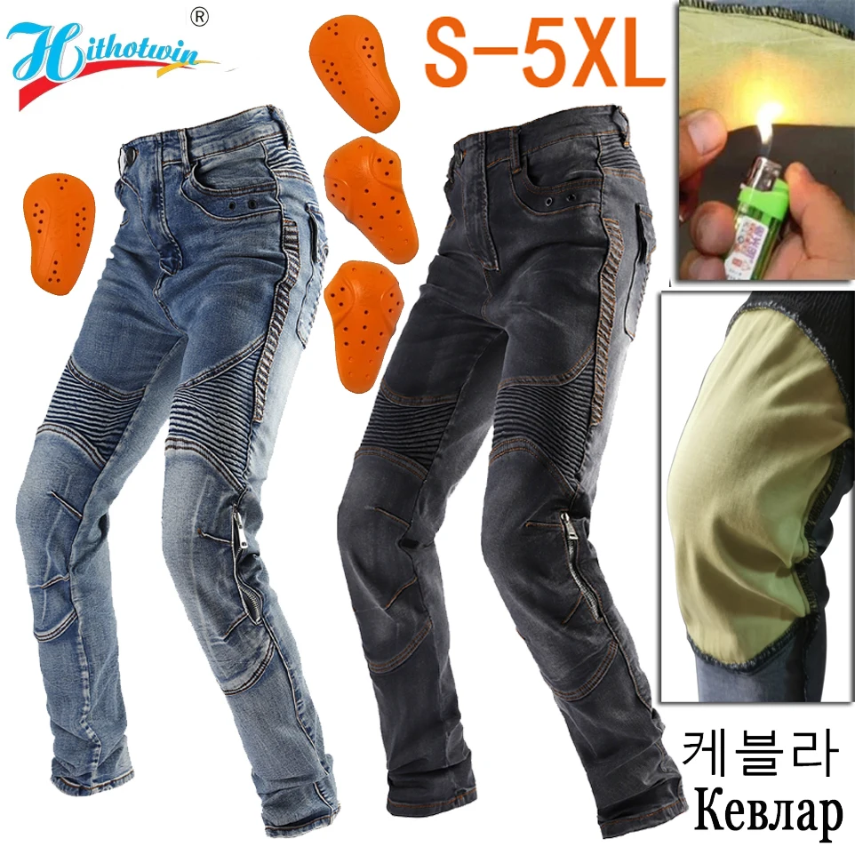 2021 Men Motorcycle Pants Aramid Motorcycle Jeans Protective Gear Riding Touring Black Motorbike