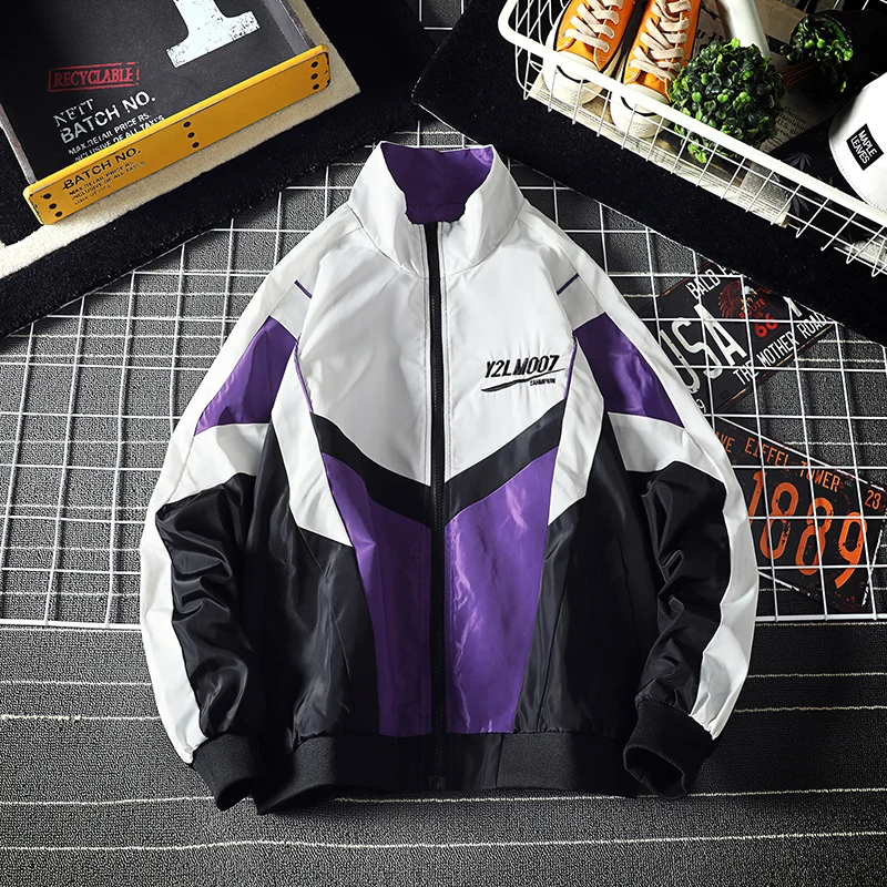 Retro Vintage Jacket Men Streetwear Windbreaker Patchwork Coat Hip Hop Casual Tracksuit College Male Spring Autumn 4XL 5XL 2020 Retro Vintage Jacket Men Streetwear Windbreaker Patchwork Coat Hip Hop Casual Tracksuit College Male Spring Autumn 4XL 5XL 2020
