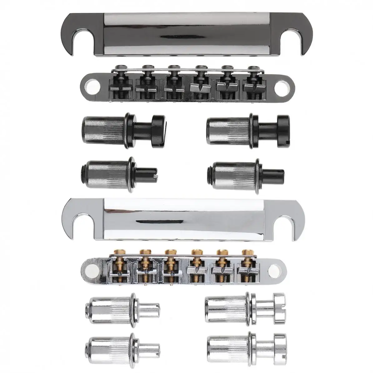 6 String Alloy Electric Guitar Tailpiece Bridge Saddle Locking Roller Tune-O-Matic for LP Silver / Black Optional Hot | Спорт и