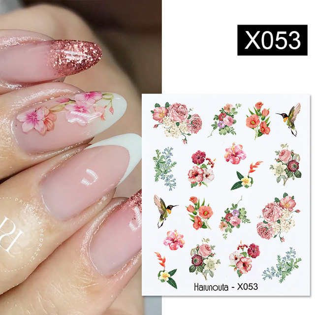 1 Sheet Nail Water Decals Transfer Lavender Spring Flower Leaves Nail Art Stickers Nail Art Manicure DIY