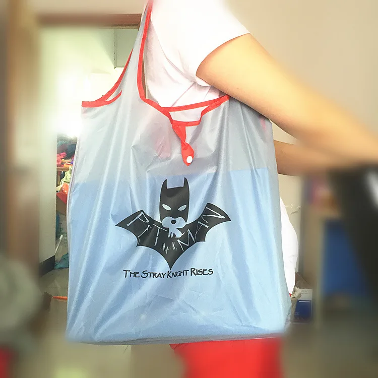 custom logo Candy-colored portable environmental protection tote foldable supermarket shopping bag