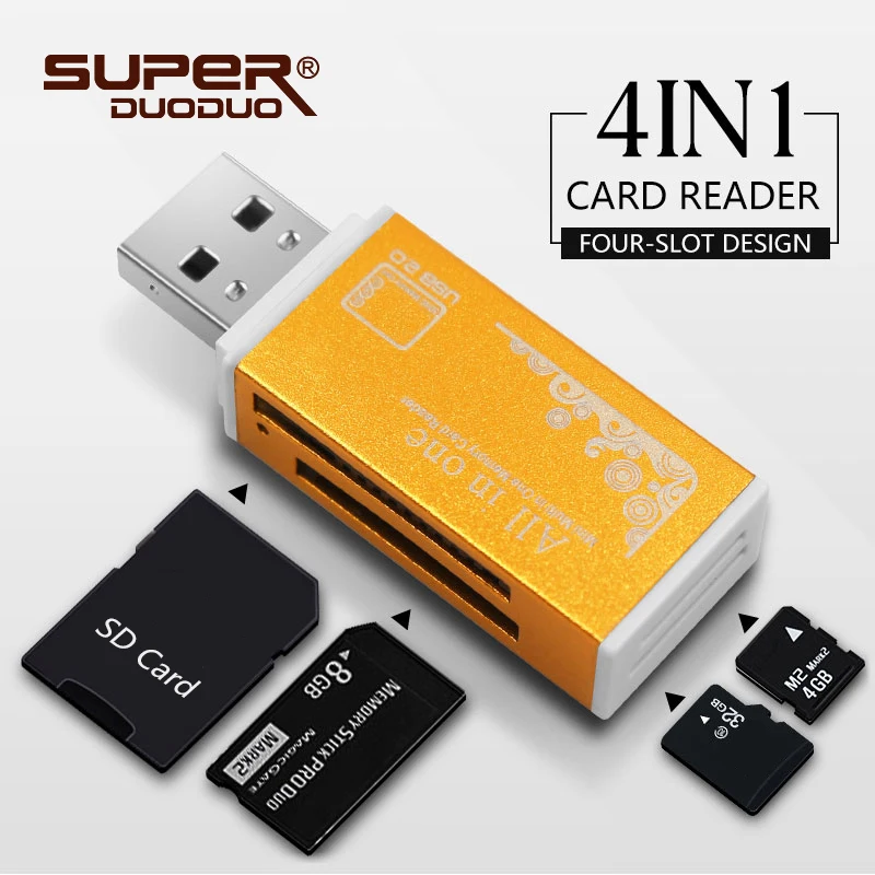 Высокое качество USB 2,0 все в 1 мульти карта памяти ридер адаптер для Micro SD SDHC TF M2 MMC как подарки