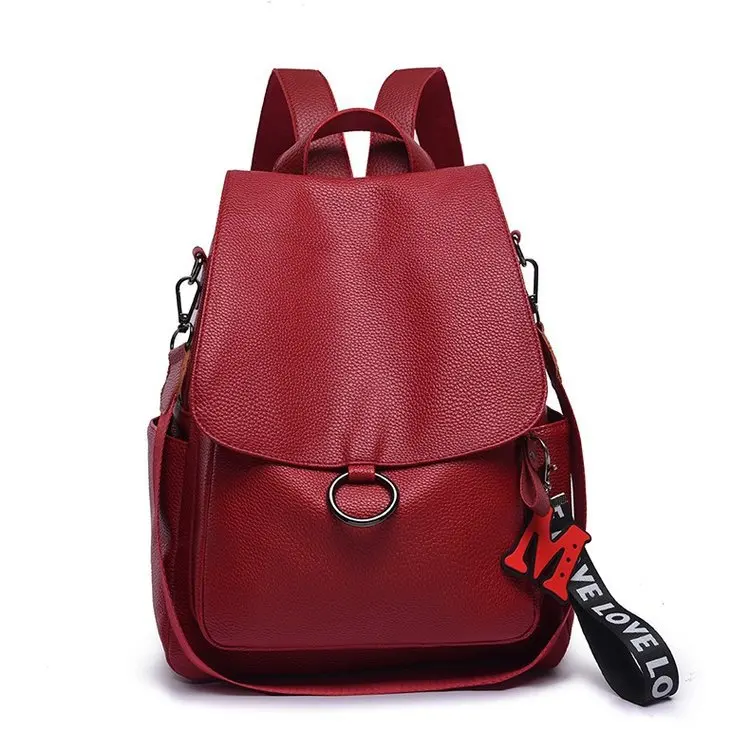 

A Generation of Fat 2019 New Style Korean-style PU Backpack Women's Large Fashion Casual Letter Pendant Backpack