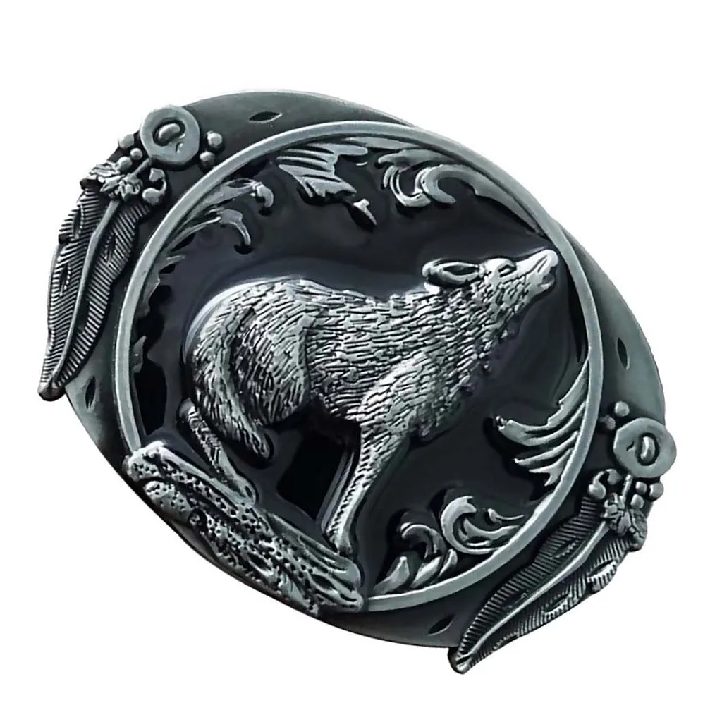 Vintage Belt Buckle Wolf Howl Totem Cowboy Western Belt Buckle Men's Gift