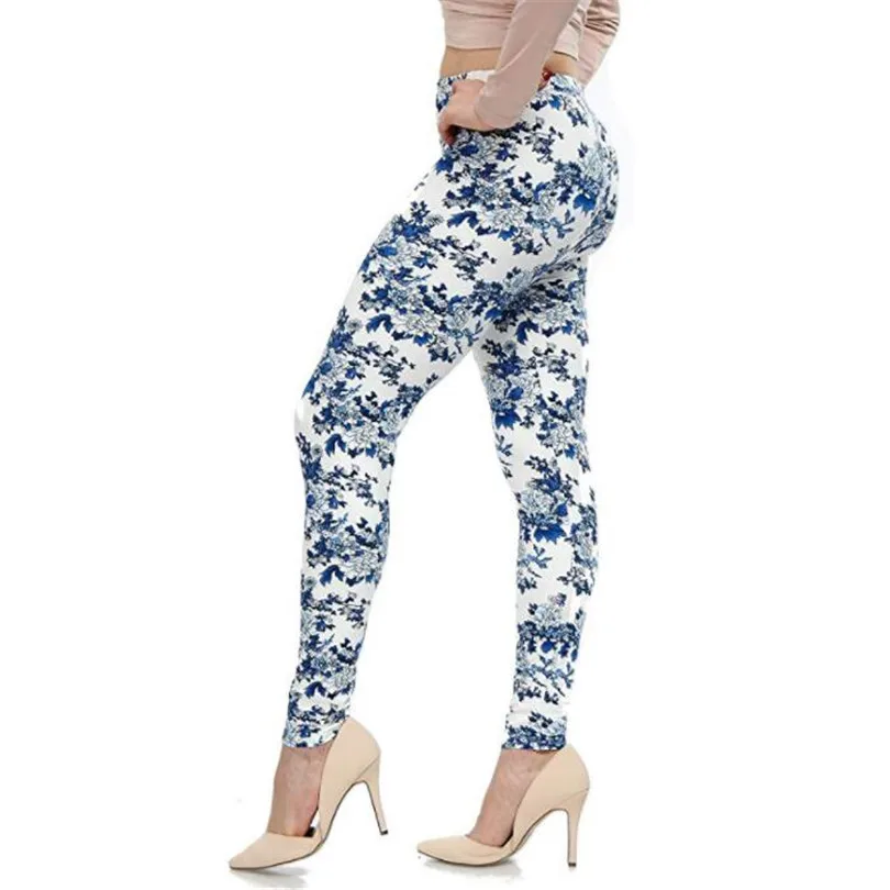 INDJXND Для женщин модные леггинсы с принтом Леггинсы с эластичной резинкой на талии с цветочным рисунком штаны в клетку стильные леггинсы
