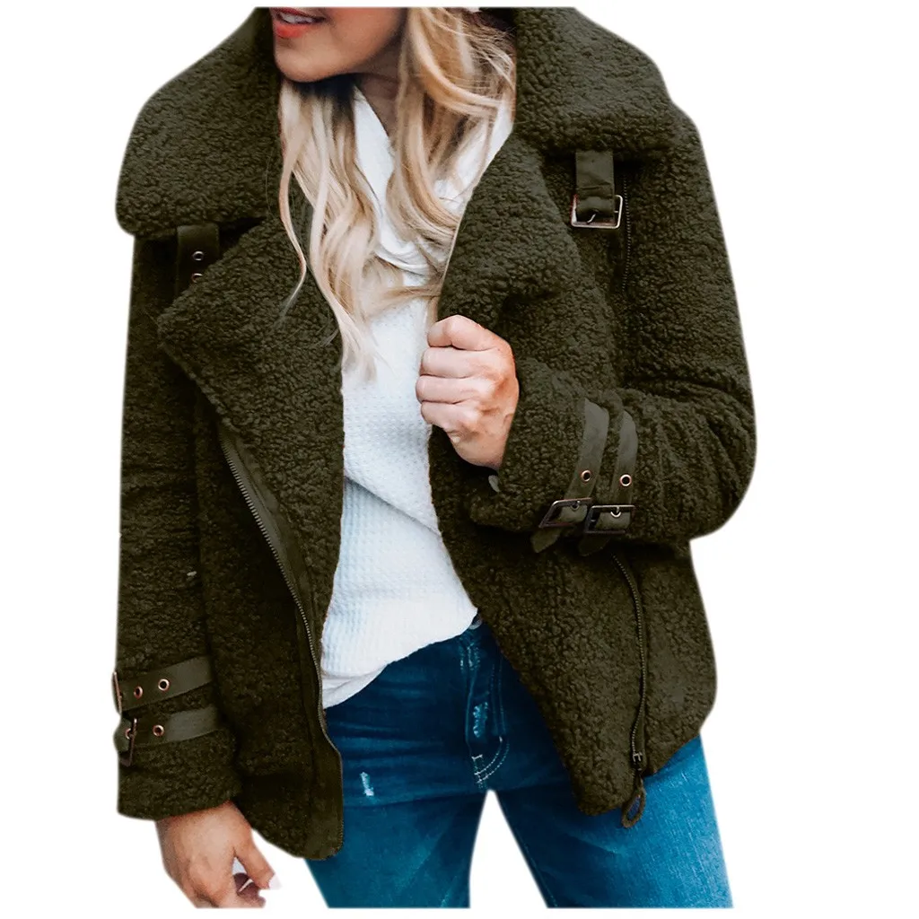 Jaycosin Fashion Women Casual Fleece Winter Warm Jacket Coat Stylish Long Sleeve Comfortable Soft Short Overcoat Outercoat 26#4