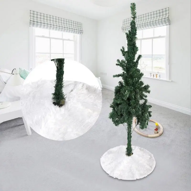 48 inch White Plush Christmas Tree Skirts Fur Carpet Merry Christmas Decoration New Year Xmas Party Holiday Decoration