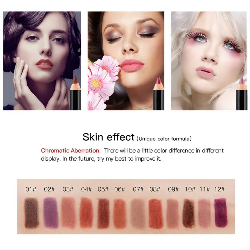 Высокое качество 12 цветов Профессиональный Lipliner макияж водостойкий блеск для губ Карандаш Набор