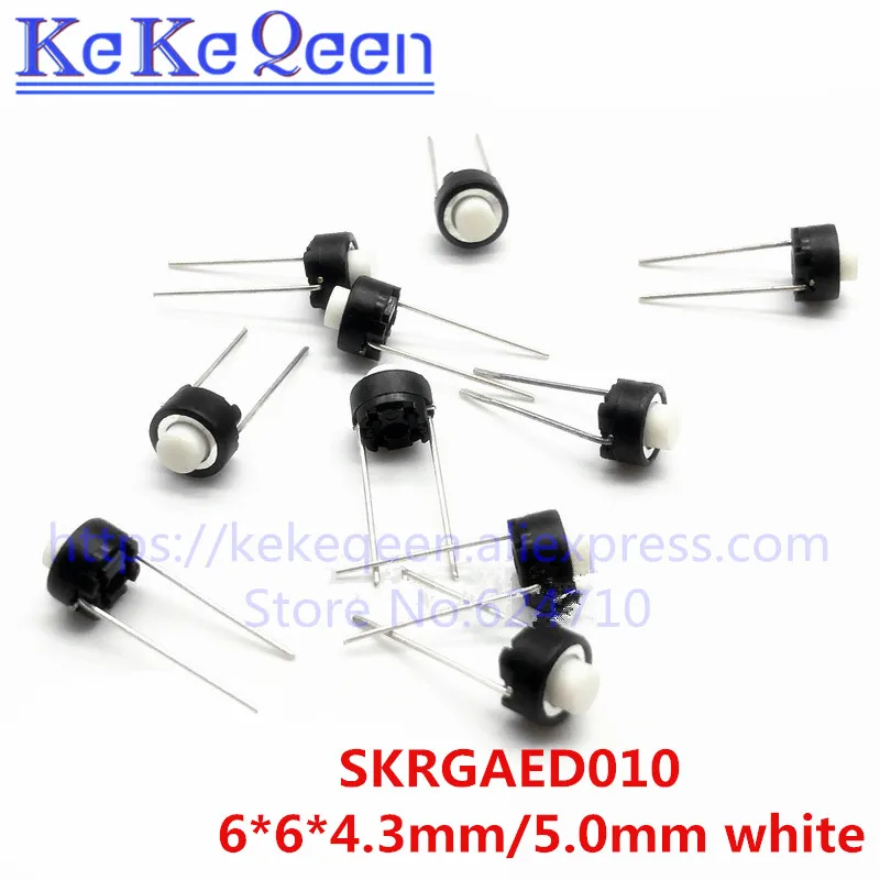 100pcs SKRGAED010 Tact Switch 6*6*4.3/6*6*5 Touch switch button 6*6*4.3mm/6*6*5mm DIP Tactile Tact Push Button Micro Switch