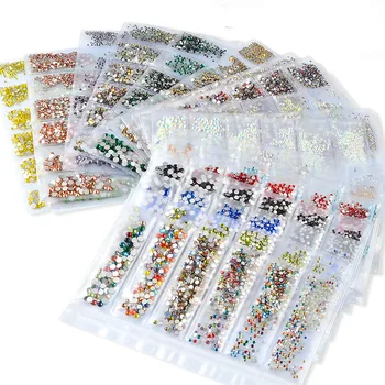 

1pack Mixed Size Shiny Nail Art Rhinestone Decorations ss4-ss16 Flatback Charm Glass Gems Diamonds 3D Design Manicure Accessory