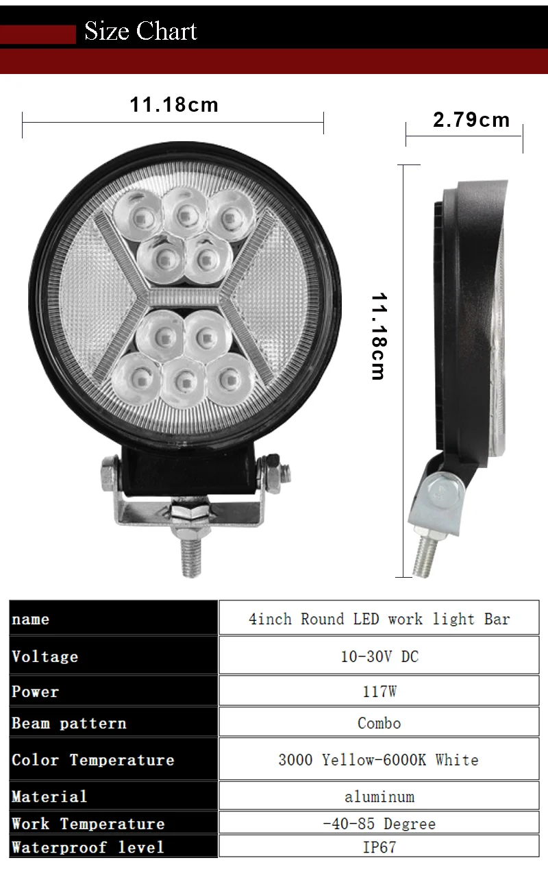 Светодиодный рабочий свет 12 в 117 Вт 4 дюйма Led бар 4x4 вождения противотуманных фар дневного потока Светодиодный прожектор для автомобильных ходовых огней Atv стробоскоп