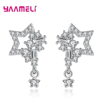 

Cool Full Rhinestone Sparkling Stars Stud Earrings for Woman Girl Gift Original 925 Sterling Silver Cubic Zircon Mirco Inlay