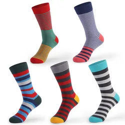 Men's Funny Happy Socks Fine Paragraph Pattern Argyle Color stripeTube Geometric Funny Combed Cotton Socks