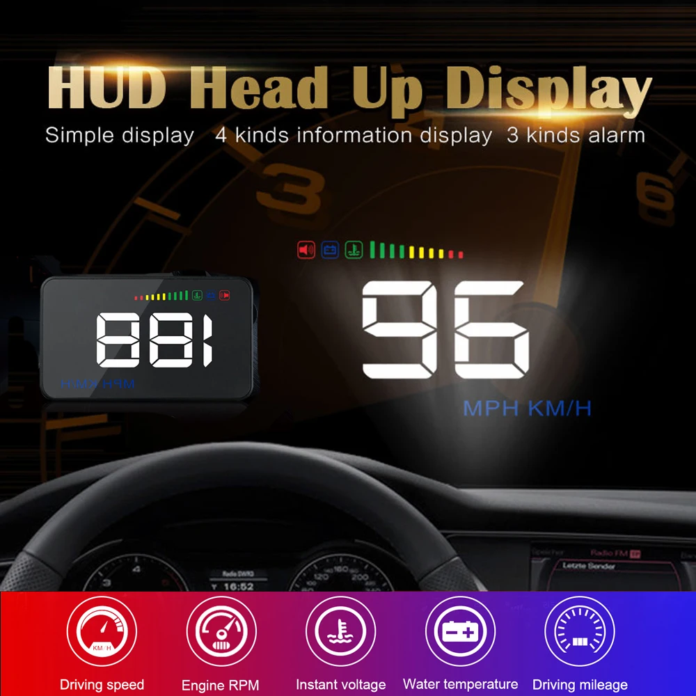 A500 HUD OBD дисплей компьютер hud obd2 проектор скорости автомобиля цифровой дисплей датчик температуры диагностический инструмент 3,5"