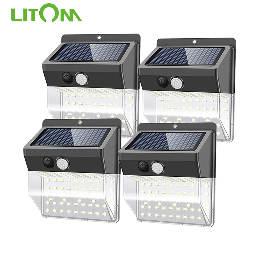 

1/2/4PCS LITOM 118 LED Solar Light Motion Sensor Wall Light Outdoors With IP65 Waterproof 3 Lighting Mode For Garden Decoration