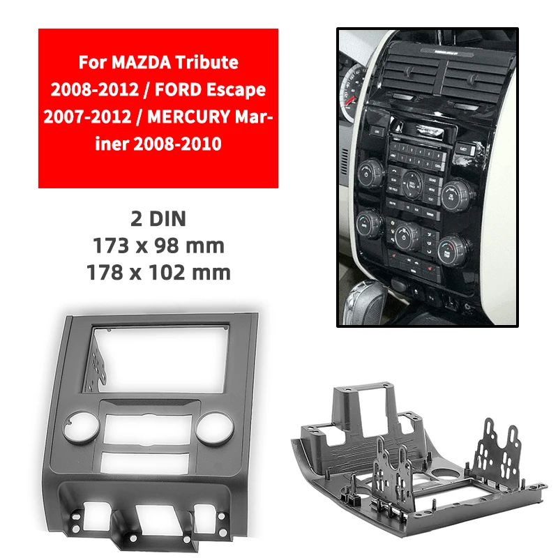 

Double Din Radio Fascia for MAZDA Tribute /Ford Escape/MERCURY Panel Dash Mount Installation Trim Kit Face Black Frame GPS