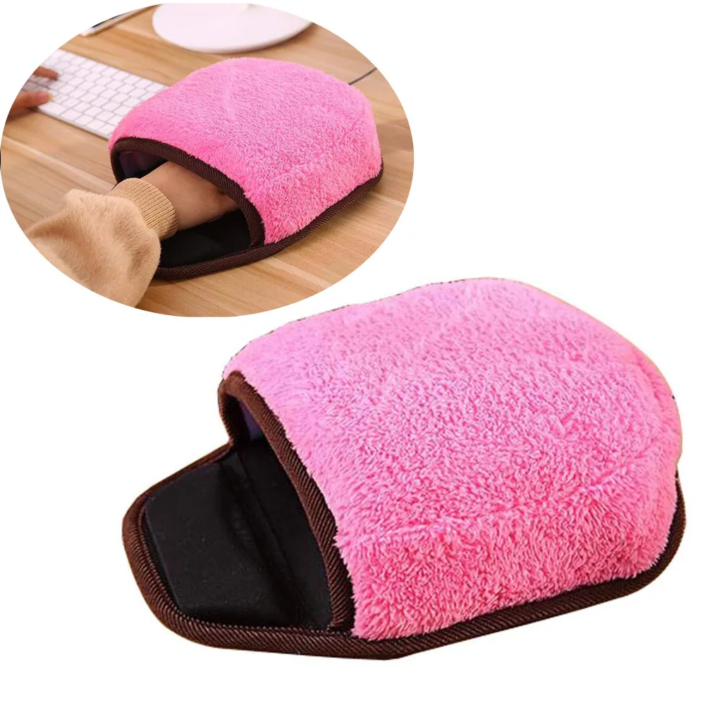 USB нагревательный зимний теплый коврик для мыши Толстая плюшевая грелка для рук коврик для мыши с подогревом порт с защитой запястья розовый офисные аксессуары# J8