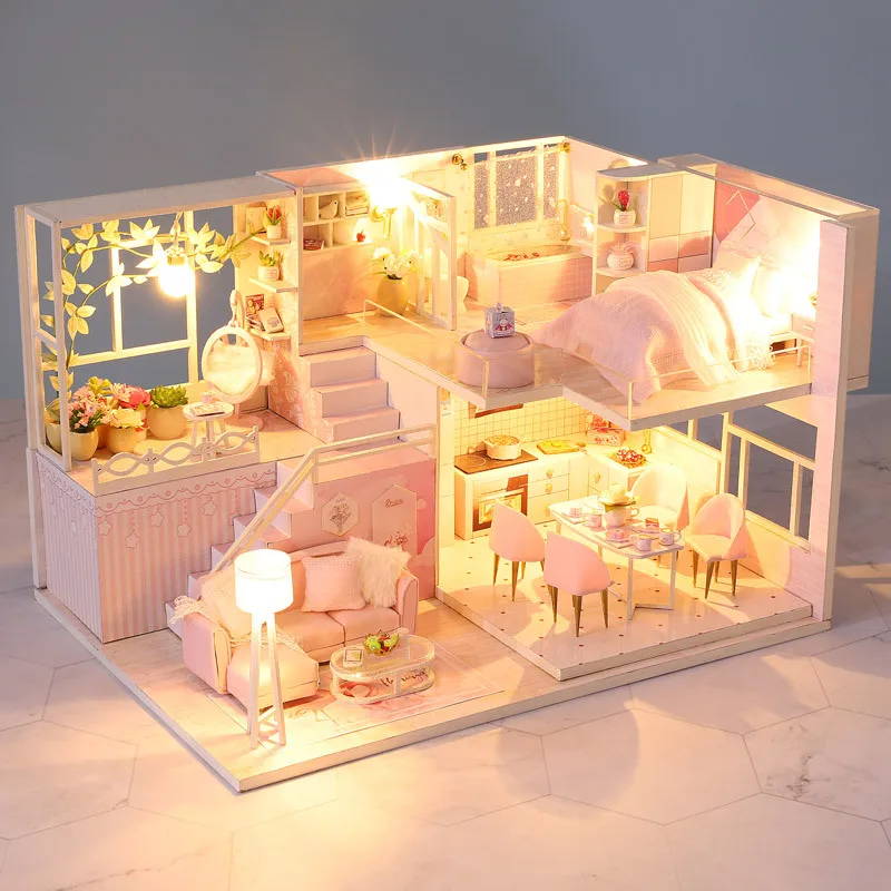 Peaceful Pink Loft DIY Wooden 3D Miniature House